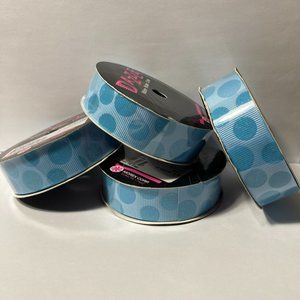 Light Blue Polka Dot Glitter Ribbon 7/8"